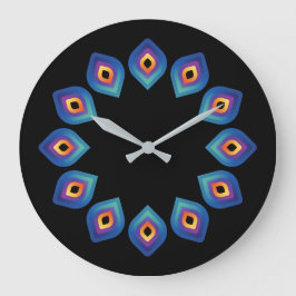 Reloj Redondo Grande Llama de Pavo Real (Ciclo)
