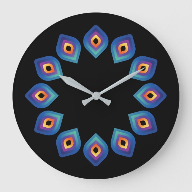Reloj Redondo Grande Llama de Pavo Real (Ciclo) (Anverso)