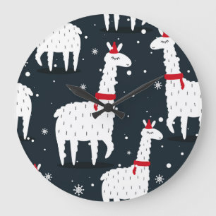 Reloj Redondo Grande Llamas Coloridas: Animal sin foco.