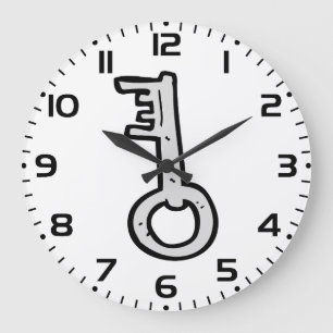 Reloj Redondo Grande Llave maestra vintage dibujada a mano de plata ant