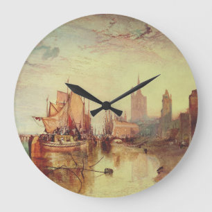 Reloj Redondo Grande Llegada de un barco de paquete por Joseph Turner