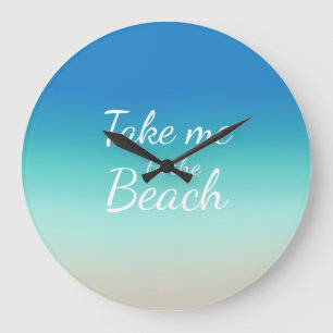 Reloj Redondo Grande "Llévame a la playa" Moderno azul ombre 