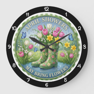 Reloj Redondo Grande Lluvias de Abril Flores de Mayo Herencia