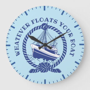 Reloj Redondo Grande Lo que sea que flote tu bote Nautical