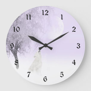 Reloj Redondo Grande Lobo blanco del grito