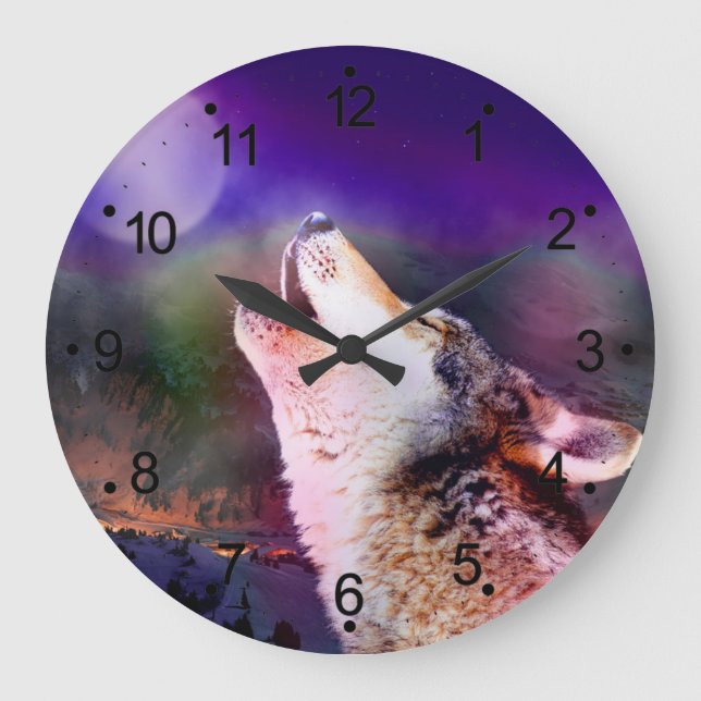 Reloj Redondo Grande Lobo de noche (Anverso)