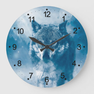 Reloj Redondo Grande Lobo de ojos azules