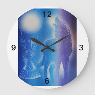 Reloj Redondo Grande Lobo en la niebla