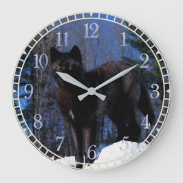 Reloj Redondo Grande Lobo negro