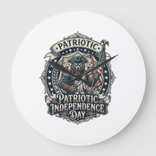 Reloj Redondo Grande Lobo Patriota Patriótico Horror Monstruo Patriota