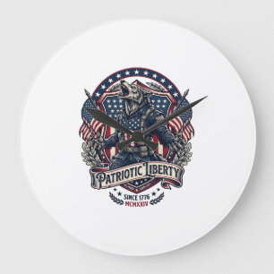 Reloj Redondo Grande Lobo Patriota Patriótico Horror Monstruo Patriota