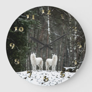 Reloj Redondo Grande Lobo polar salvaje