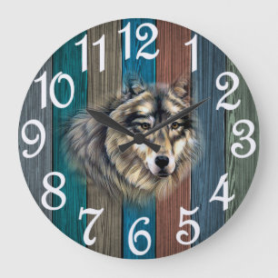 Reloj Redondo Grande Lobo Rústico