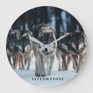 Reloj Redondo Grande Lobos de Yellowstone