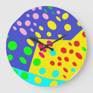 Reloj Redondo Grande Loco diseño lindo punto pot amarillo blues rojo