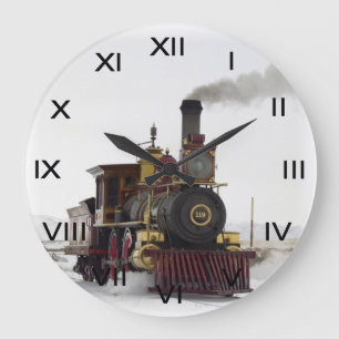 Reloj Redondo Grande Locomotora del tren del vapor