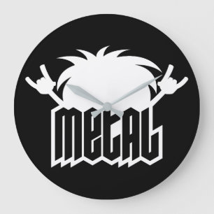 Reloj Redondo Grande Locura de Pelo Sacudiendo la Cabeza Metal