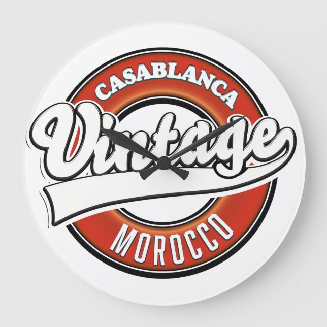 Reloj Redondo Grande Logo de Casablanca Marruecos Vintage (Anverso)
