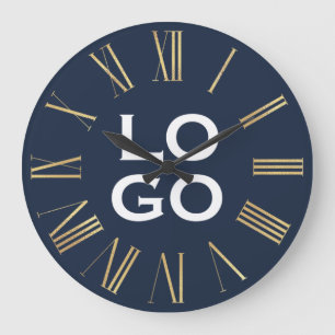 Reloj Redondo Grande Logo o imagen personalizado en azul marino