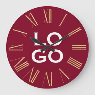 Reloj Redondo Grande Logo o imagen personalizado en Borgoña