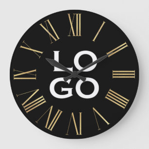 Reloj Redondo Grande Logo o imagen personalizado en negro