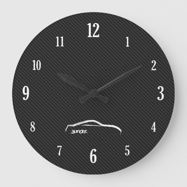 Reloj Redondo Grande Logotipo blanco de la pincelada 350Z (Anverso)