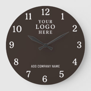 Reloj Redondo Grande Logotipo Comercial Nombre de la Empresa Marrón Cor