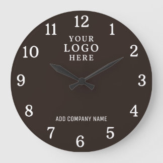 Reloj Redondo Grande Logotipo Comercial Nombre de la Empresa Marrón Cor