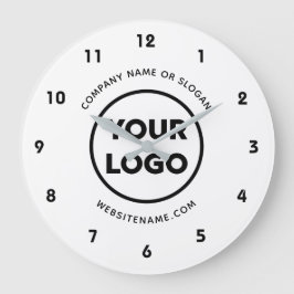 Reloj Redondo Grande Logotipo comercial personalizado y fondo blanco de