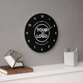 Reloj Redondo Grande Logotipo comercial personalizado y fondo negro de 