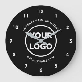 Reloj Redondo Grande Logotipo comercial personalizado y fondo negro de 