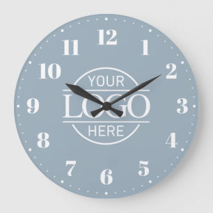 Reloj Redondo Grande Logotipo de empresa comercial azul escandinavo
