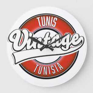 Reloj Redondo Grande logotipo de estilo vintage de Túnez Túnez