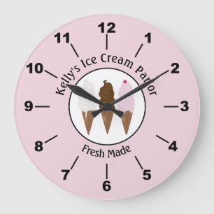 Reloj Redondo Grande Logotipo de Ice Cream Parlor