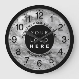 Reloj Redondo Grande Logotipo de la compañía: eslogan nombre de mármol 