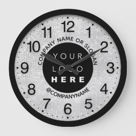 Reloj Redondo Grande Logotipo de la compañía Lema de nombre gris plata