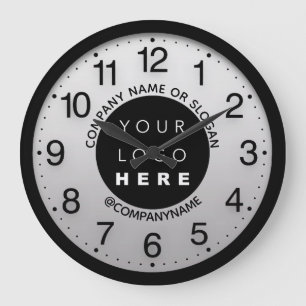 Reloj Redondo Grande Logotipo de la compañía Lema Gray Gray Silver Name