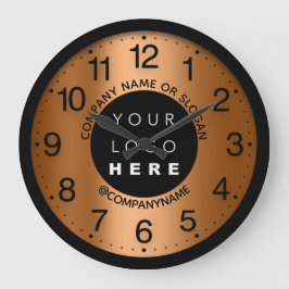 Reloj Redondo Grande Logotipo de la compañía Naranja Coral Name Slogan