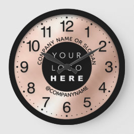 Reloj Redondo Grande Logotipo de la compañía Rosa de lema de nombre de 