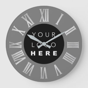 Reloj Redondo Grande Logotipo de los números romanos grisáceos de col