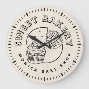 Reloj Redondo Grande Logotipo de panadería dulce vintage