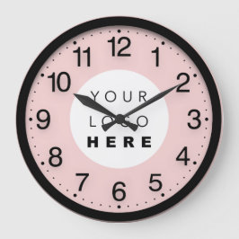 Reloj Redondo Grande Logotipo de Personalizado de Rosa negro de minimal
