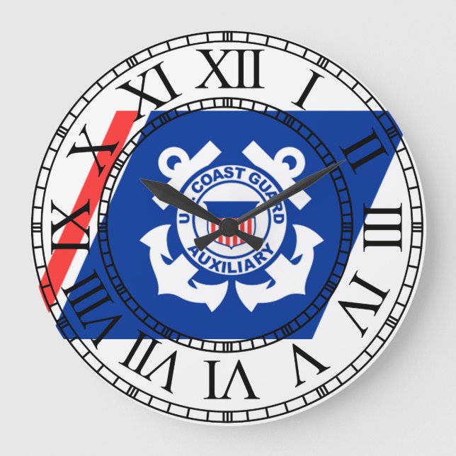 Reloj Redondo Grande Logotipo del guardacostas (Anverso)