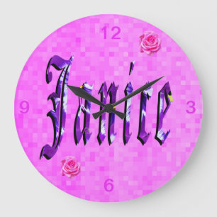 Reloj Redondo Grande Logotipo del nombre de los Chicas Janice,