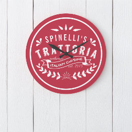 Reloj Redondo Grande Logotipo del restaurante italiano Trattoria Your N