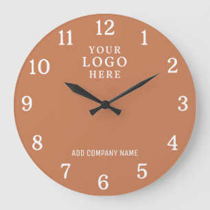 Reloj Redondo Grande Logotipo empresarial Nombre de la empresa Terracot