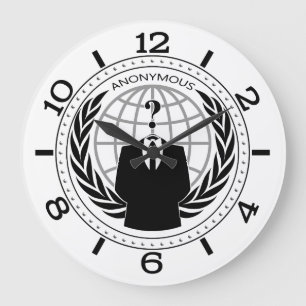 Reloj Redondo Grande Logotipo Guay Anonymous en marcado blanco