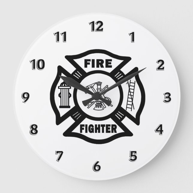Reloj Redondo Grande Logotipo maltés del bombero (Anverso)