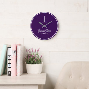 Reloj Redondo Grande logotipo minimalista retro elegante de Buenos Aire