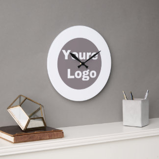 Reloj Redondo Grande Logotipo simple y texto comercial personalizado